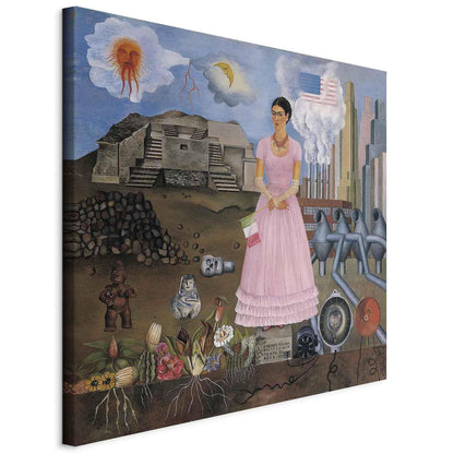 Leinwandbild - Frida Kahlo – Self-Portrait on the Borderline Between Mexico and the United States