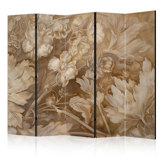 Paravent - Carved Floral Ornaments in Soft Sepia and Brown Tones Artgeist