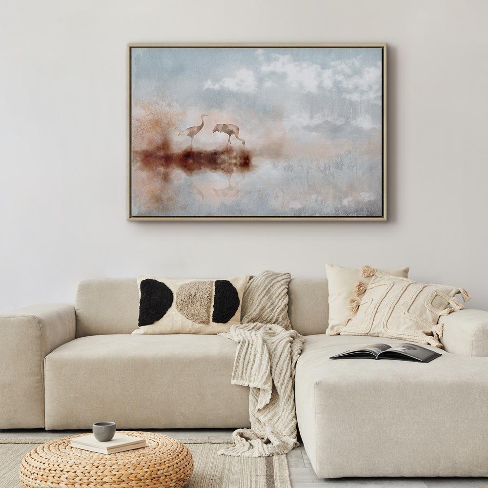 Leinwandbild - Cranes in the Morning (1 Part) Wide