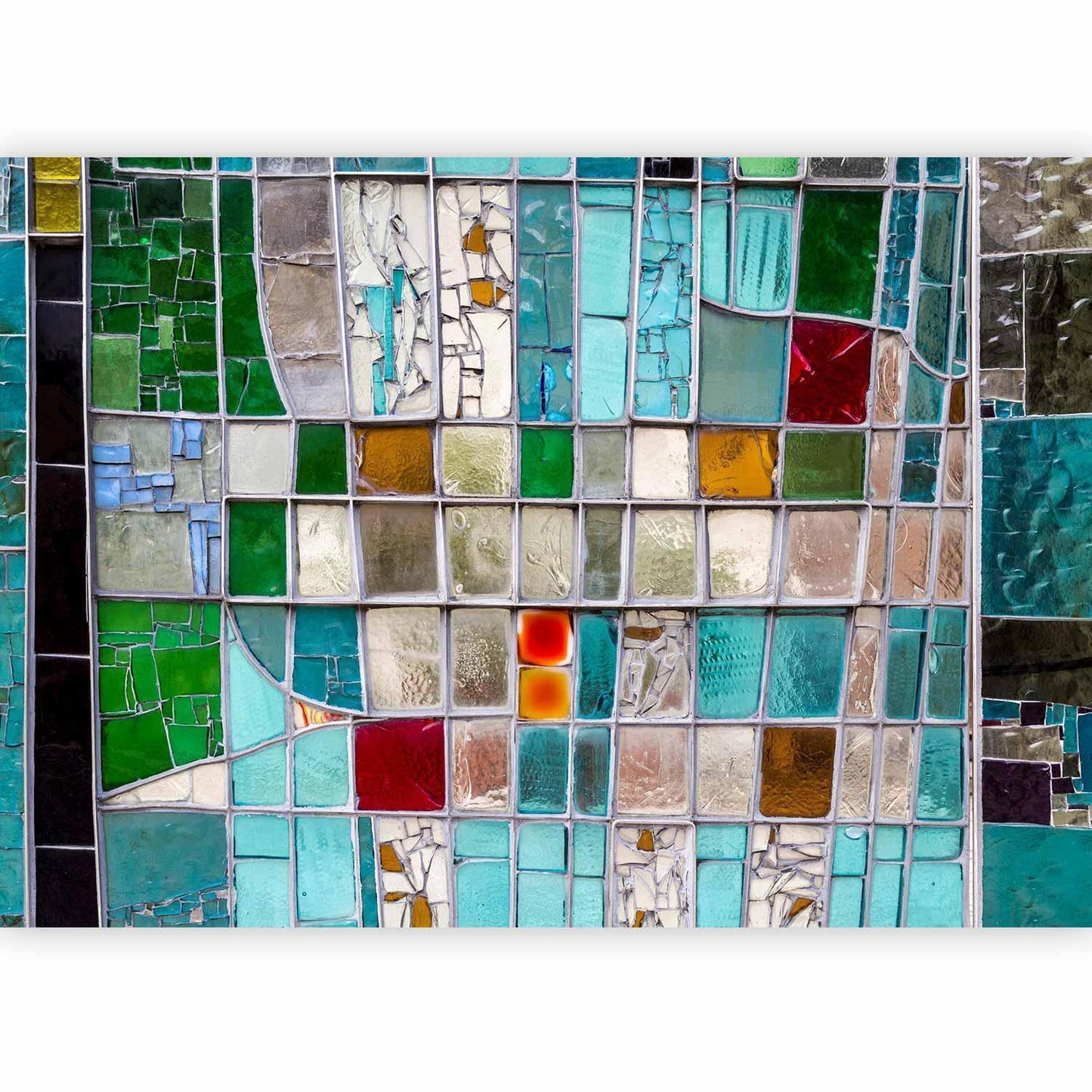 Wanddekoration in Blau mit abstrakter Glasstruktur

