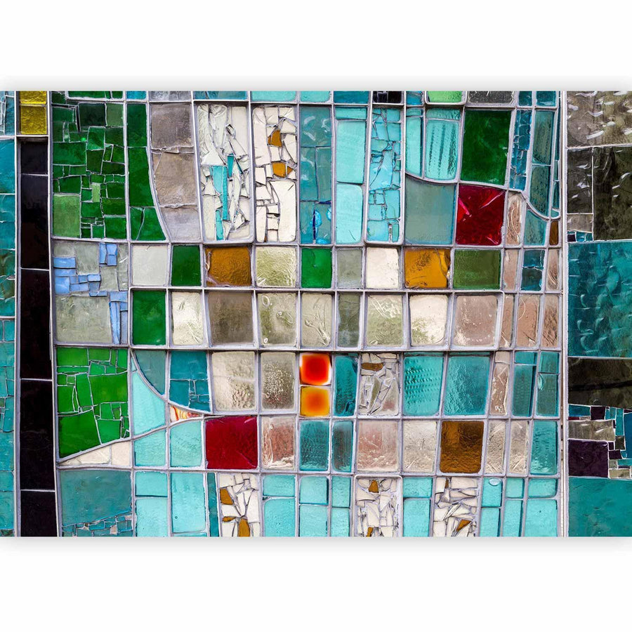 Wanddekoration in Blau mit abstrakter Glasstruktur

