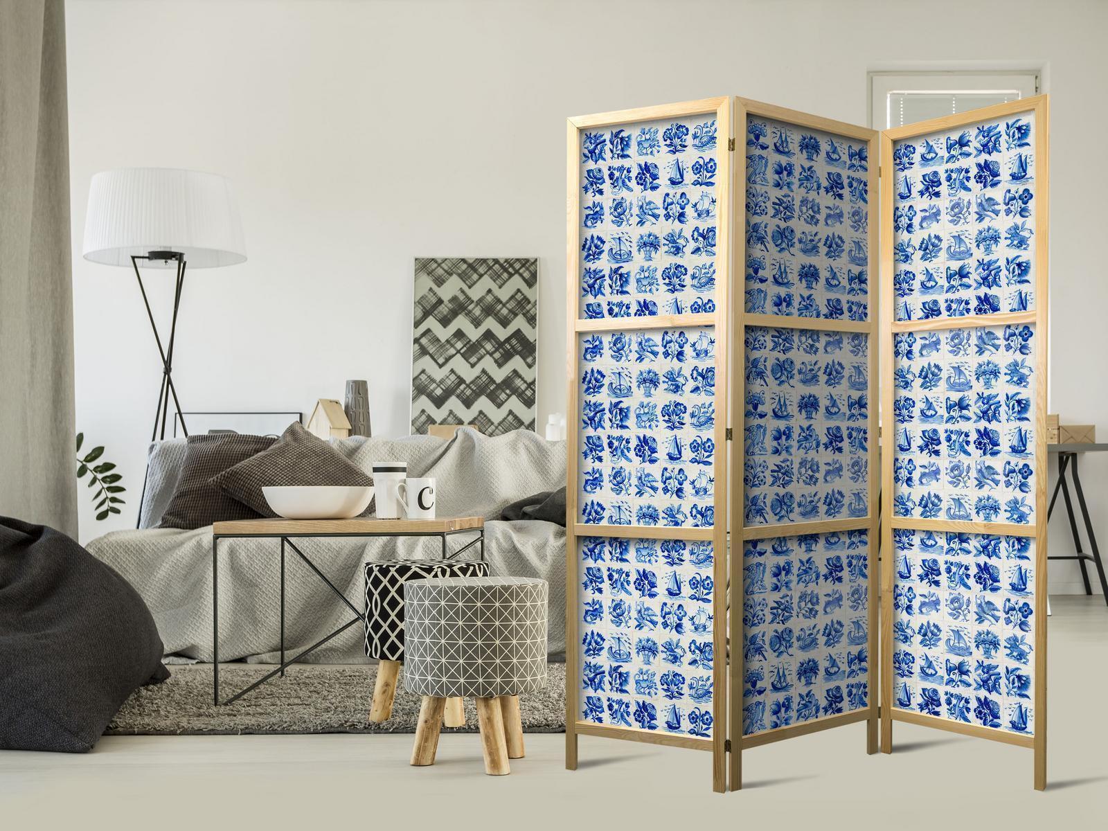 Japanischer Paravent - Ceramic Tiles - Traditional Portuguese Blue Tiles Azulejos Artgeist