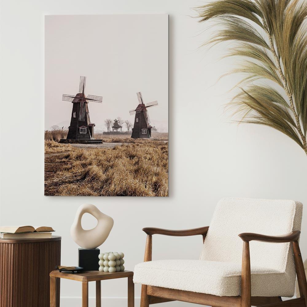 Leinwandbild - Wooden Windmill (1 Part) Vertical