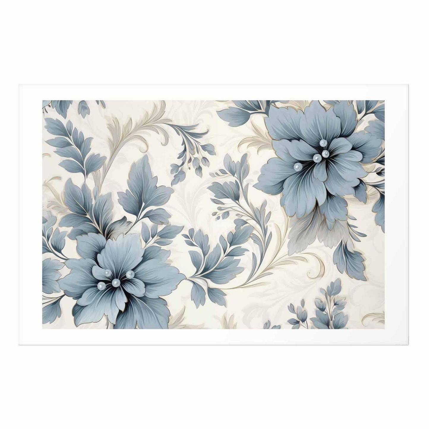 Poster - Turquoise Ornamental Retro Flowers