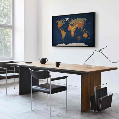 Leinwandbild - World Map: Ink Oceans Artgeist