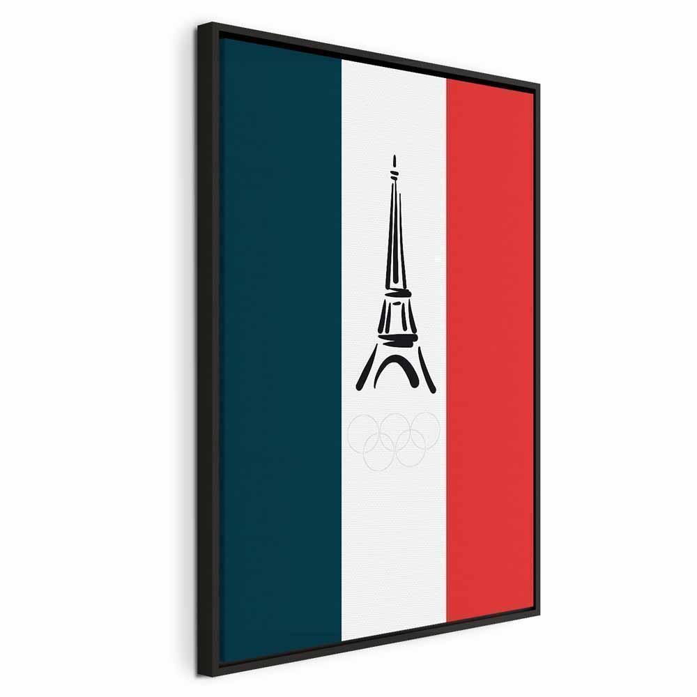 Leinwandbild - French Flag With Graphic Eiffel Tower