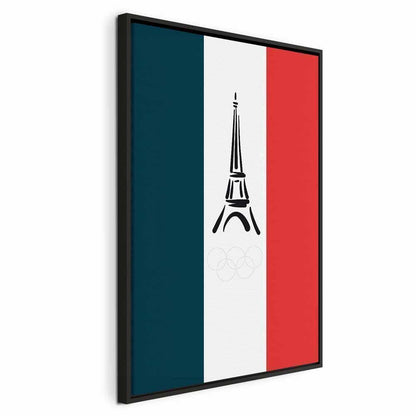 Leinwandbild - French Flag With Graphic Eiffel Tower