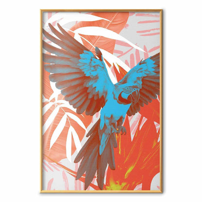 Poster - Exotic Wings - parrot among abstract leaf patterns