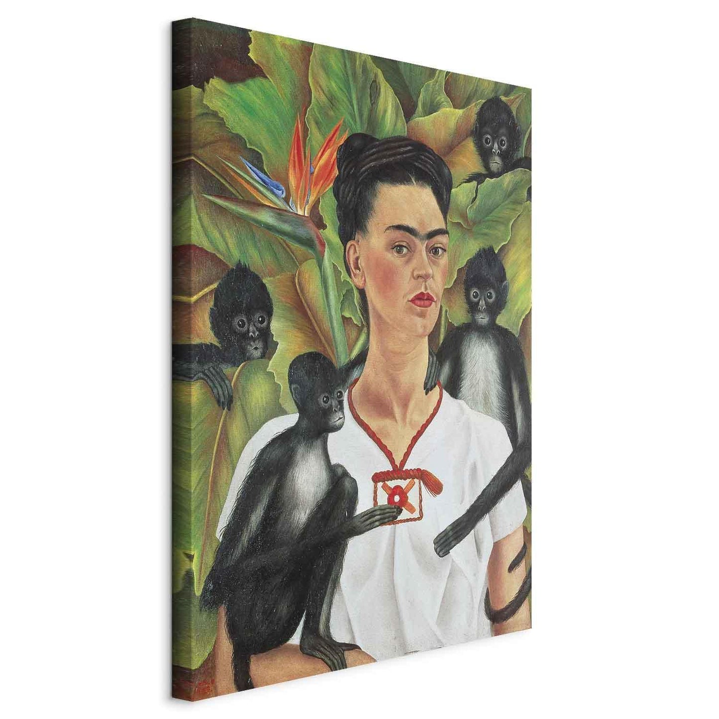 Leinwandbild - Frida Kahlo – Self-Portrait with Monkeys