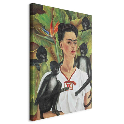 Leinwandbild - Frida Kahlo – Self-Portrait with Monkeys
