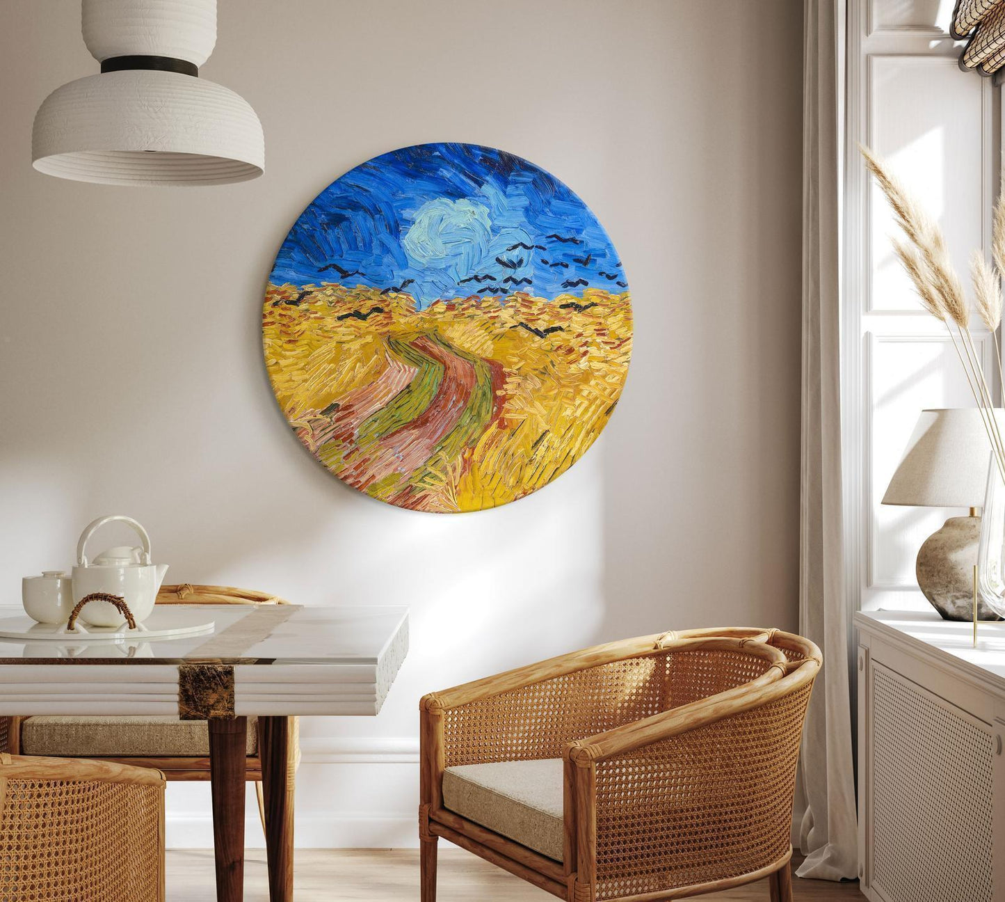 Rundes Bild - Wheat Field With Crows, Vincent Van Gogh - Summer Countryside Landscape Artgeist