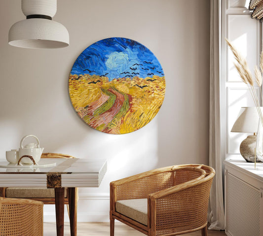 Rundes Bild - Wheat Field With Crows, Vincent Van Gogh - Summer Countryside Landscape Artgeist