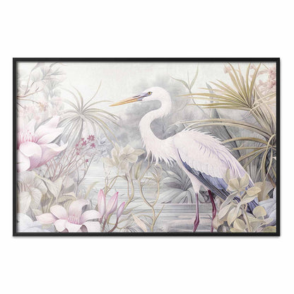 Poster - Heron Wading in a Pond - illustration in light colors
