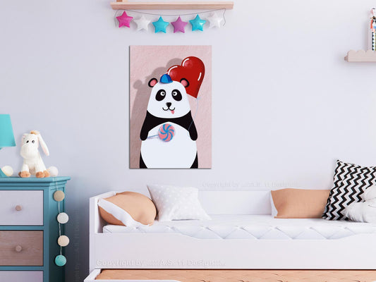 Leinwandbild - Panda with a Balloon (1 Part) Vertical Artgeist