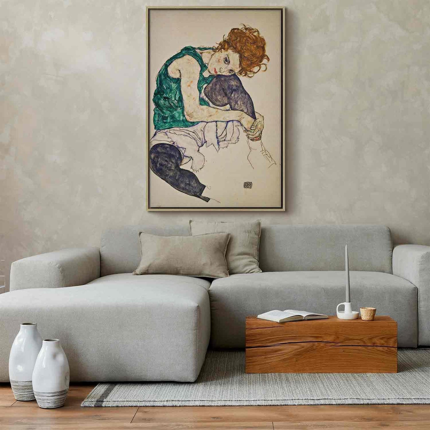 Leinwandbild - Seated Woman with Legs Drawn Up Artgeist