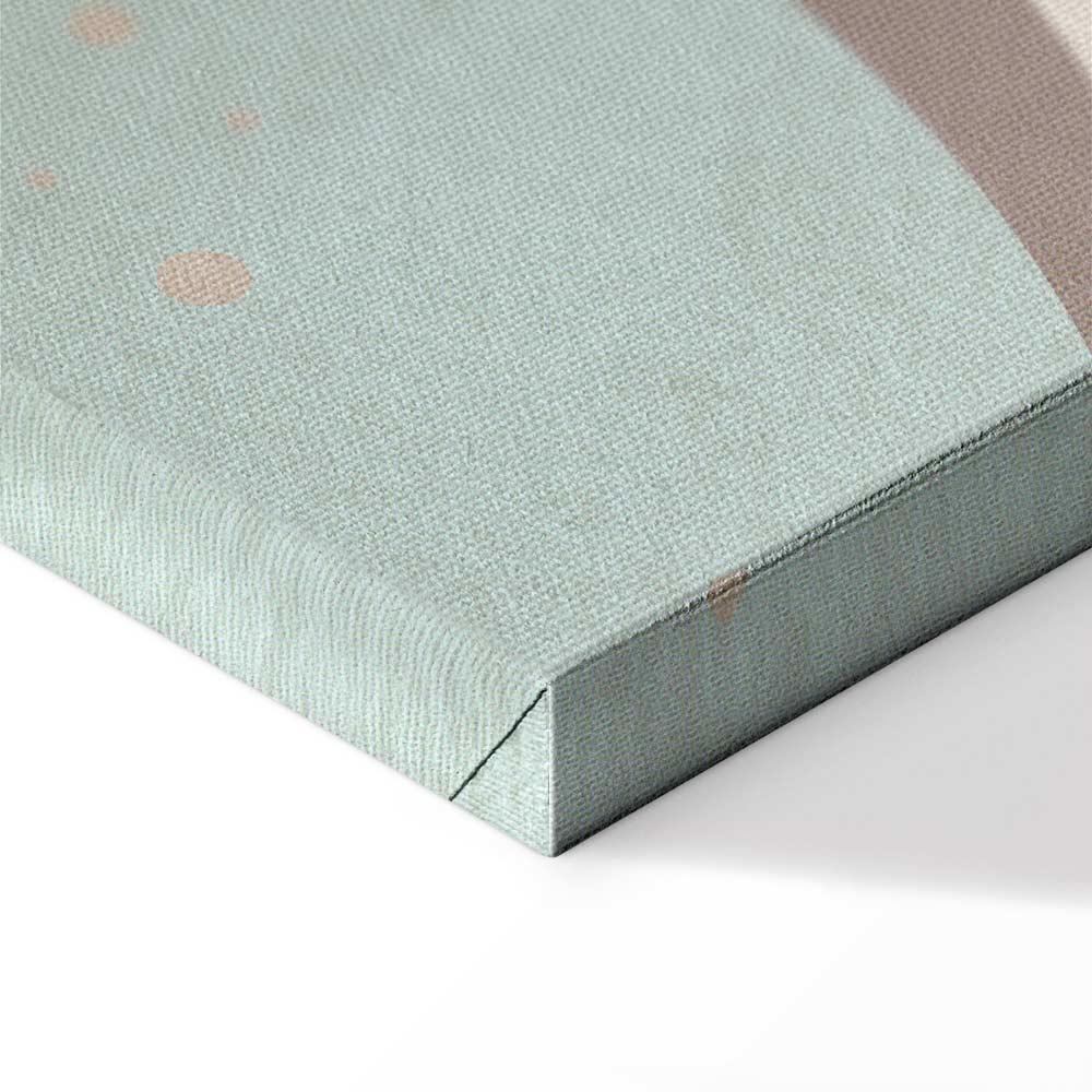 Leinwandbild - Cloudy Night Sky - Moons in Brown and Beige Hues Among Clouds and Numerous Little Stars on a Light Background