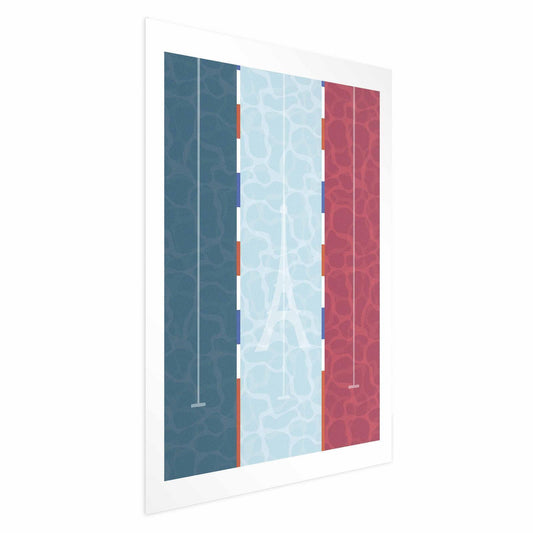 Poster - Illustration of a Pool Against the French Flag Artgeist