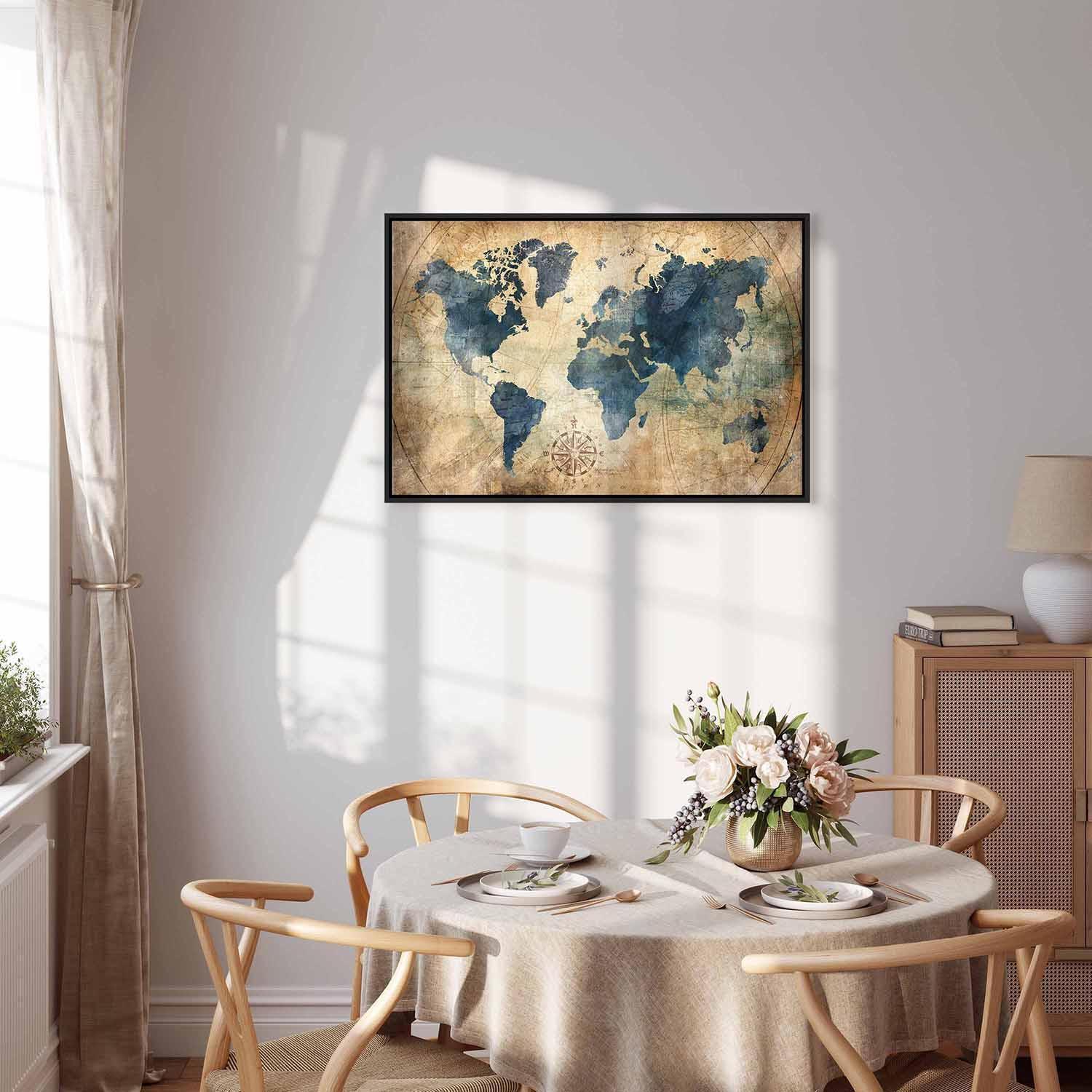 Leinwandbild - Retro Map (1 Part) Wide Artgeist