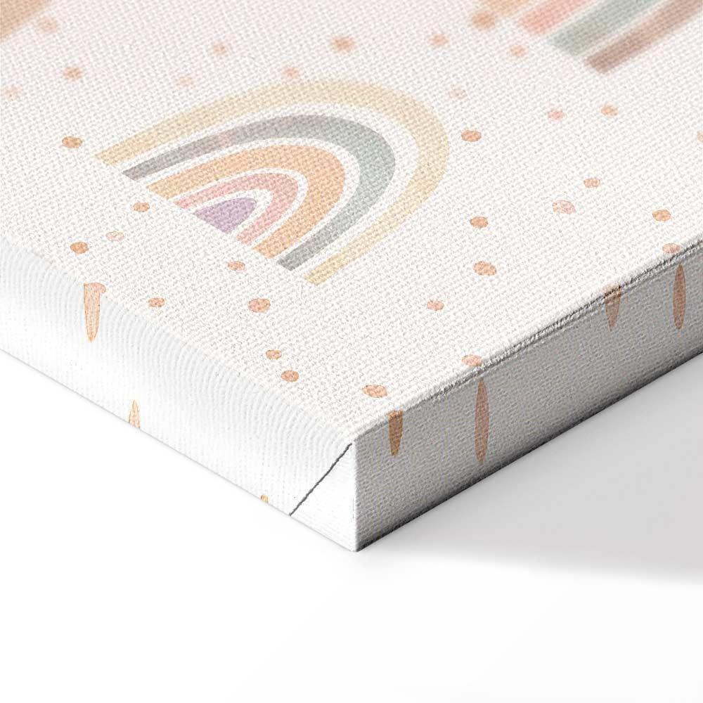 Leinwandbild - Spring - Pastel Rainbows with Hearts on a Rainy Day