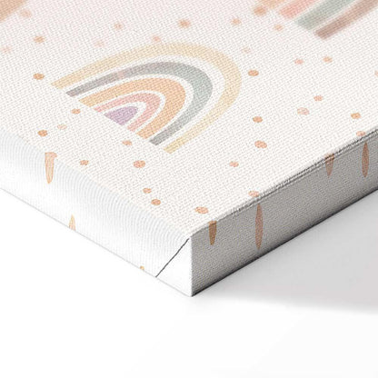 Leinwandbild - Spring - Pastel Rainbows with Hearts on a Rainy Day