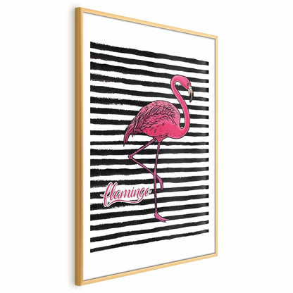 Poster - Black Stripes and Flamingo Artgeist