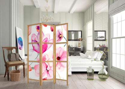 3-teiliger japanischer Paravent Blütentraum als eleganter Raumteiler im Wohnbereich - 135x172cm Trennwand mit fernöstlichem Flair