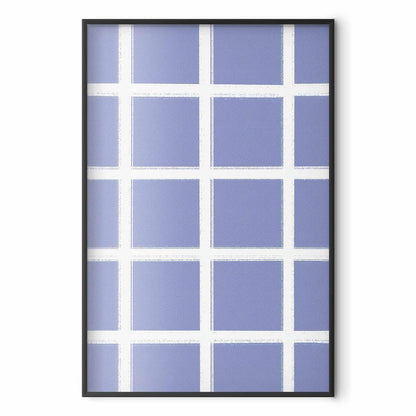Poster - White Lines - a grid with large gaps on a blue background