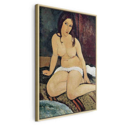 Modigliani Aktmalerei Leinwandbild - Charakteristische langgestreckte Figur in Erdtönen