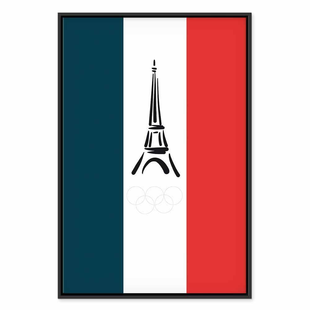 Leinwandbild - French Flag With Graphic Eiffel Tower