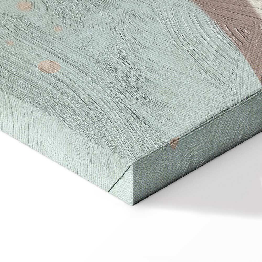 Leinwandbild - Cloudy Night Sky - Moons in Brown and Beige Hues Among Clouds and Numerous Little Stars on a Light Background