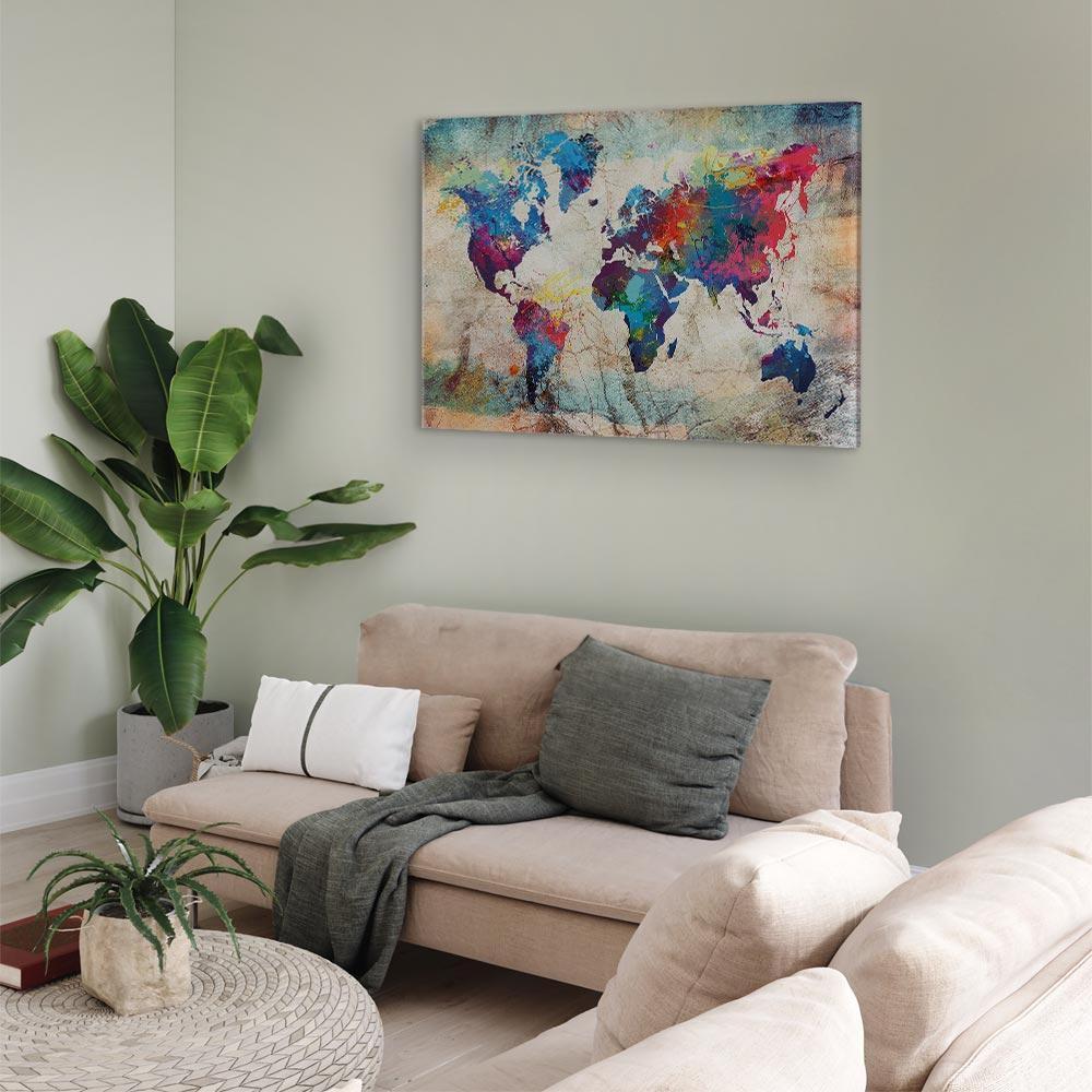 Leinwandbild - World Map: Colourful Madness