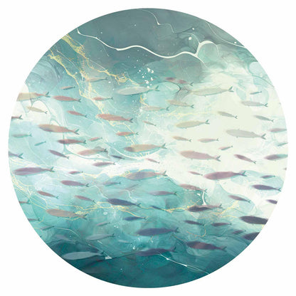 Runde Fototapete - School of small fish