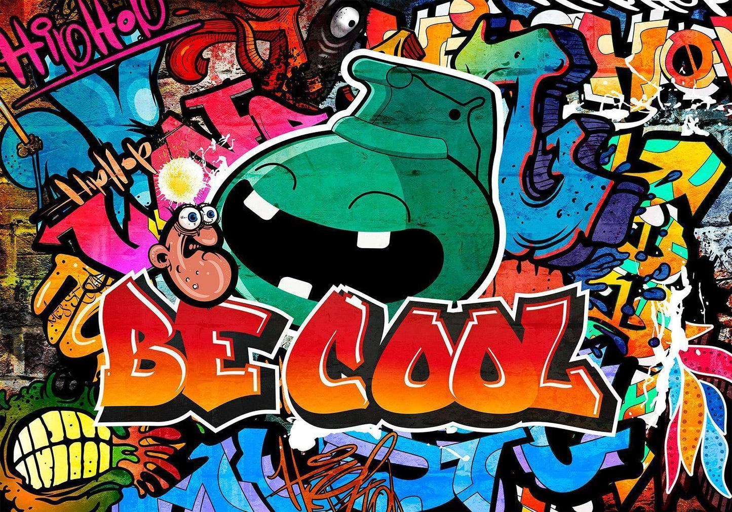 Fototapete Be Cool - Urbane Street Art mit bunten Graffiti-Elementen