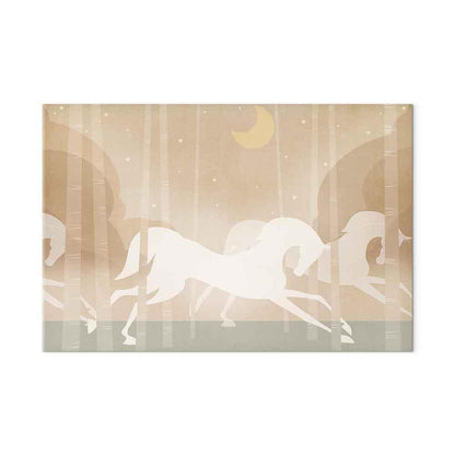 Leinwandbild - Moon Horses - Horses Galloping Among Trees on a Starry Night