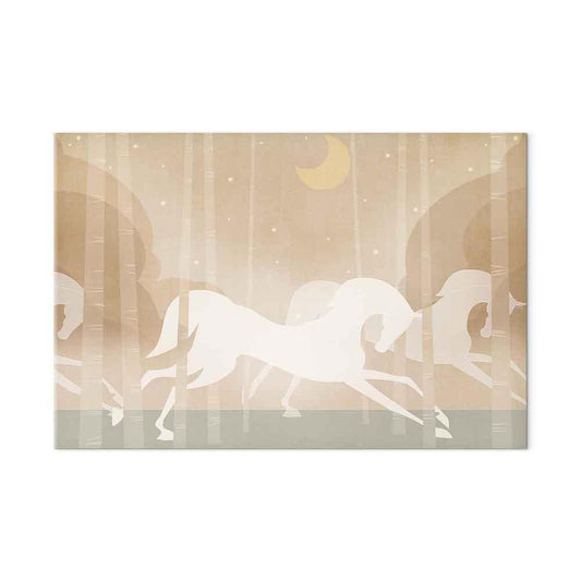 Leinwandbild - Moon Horses - Horses Galloping Among Trees on a Starry Night