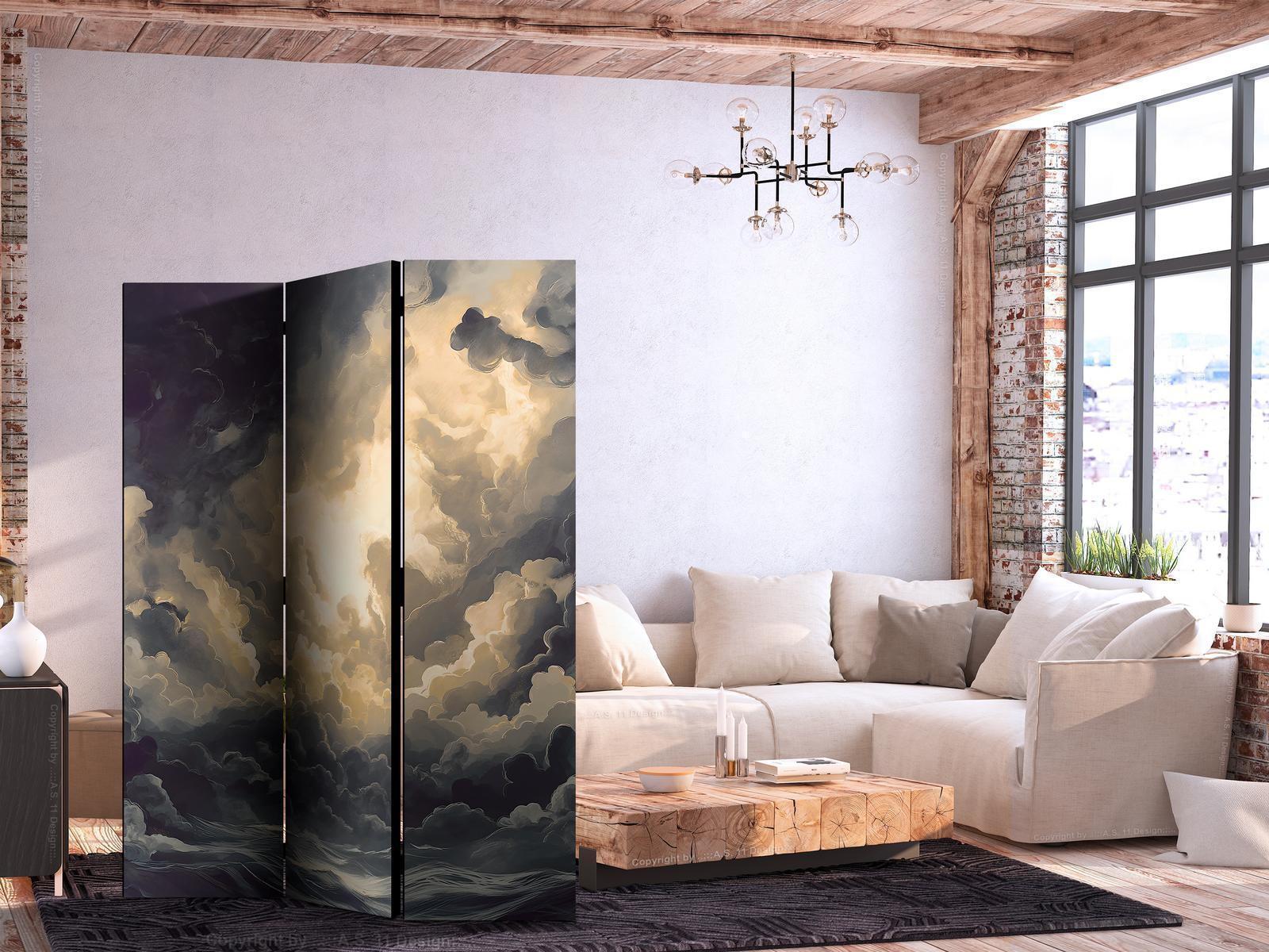 Paravent - Epic Play of Light: The Sun Battling for Dominance Over the Clouds Artgeist