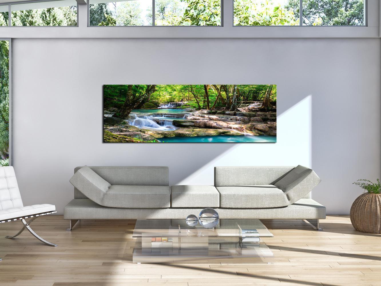 Leinwandbild - Nature: Forest Waterfall Artgeist