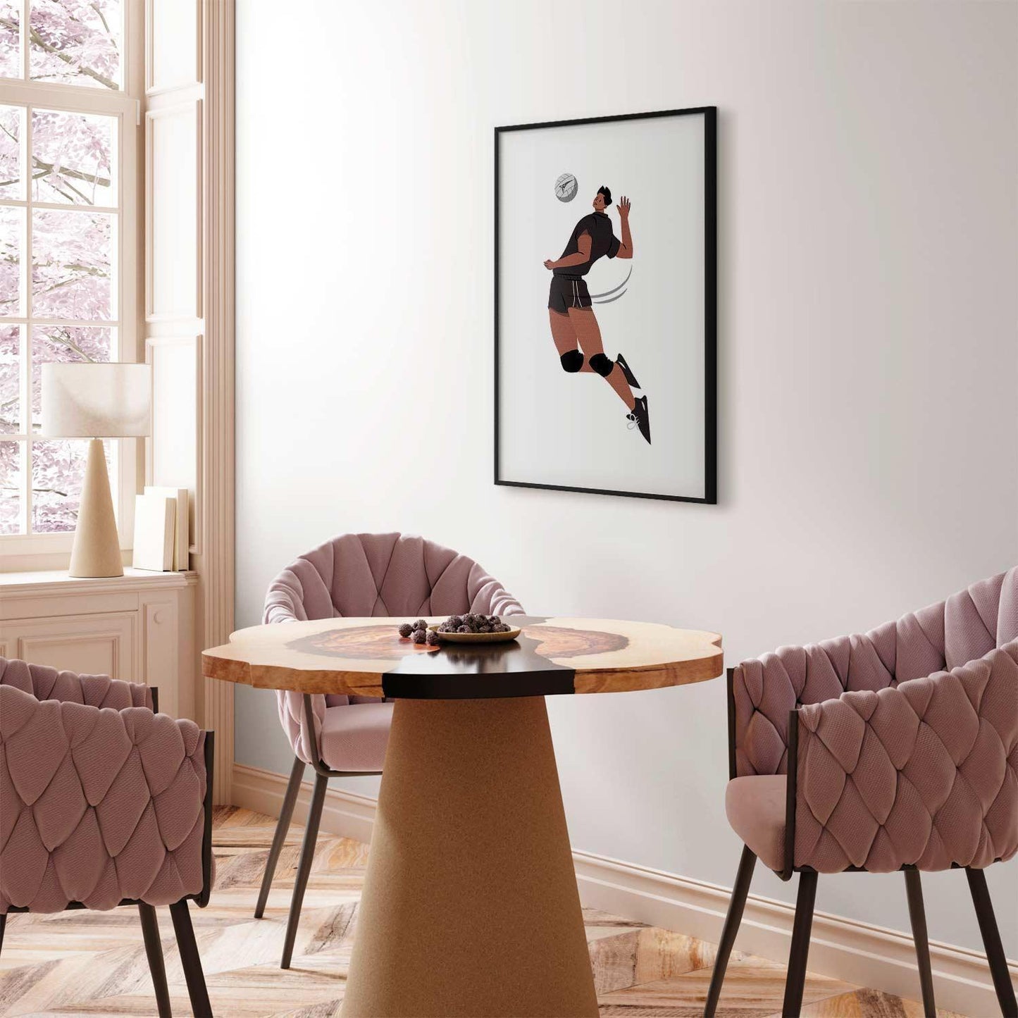 Poster - Volleyball Player on a Light Background - Illustration