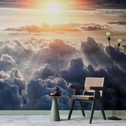 Fototapete Wandel in den Wolken - Himmlische Komposition mit sanften Wolkenformationen