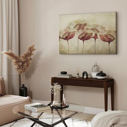 Leinwandbild - Flowers in Beige (1 Part) Wide