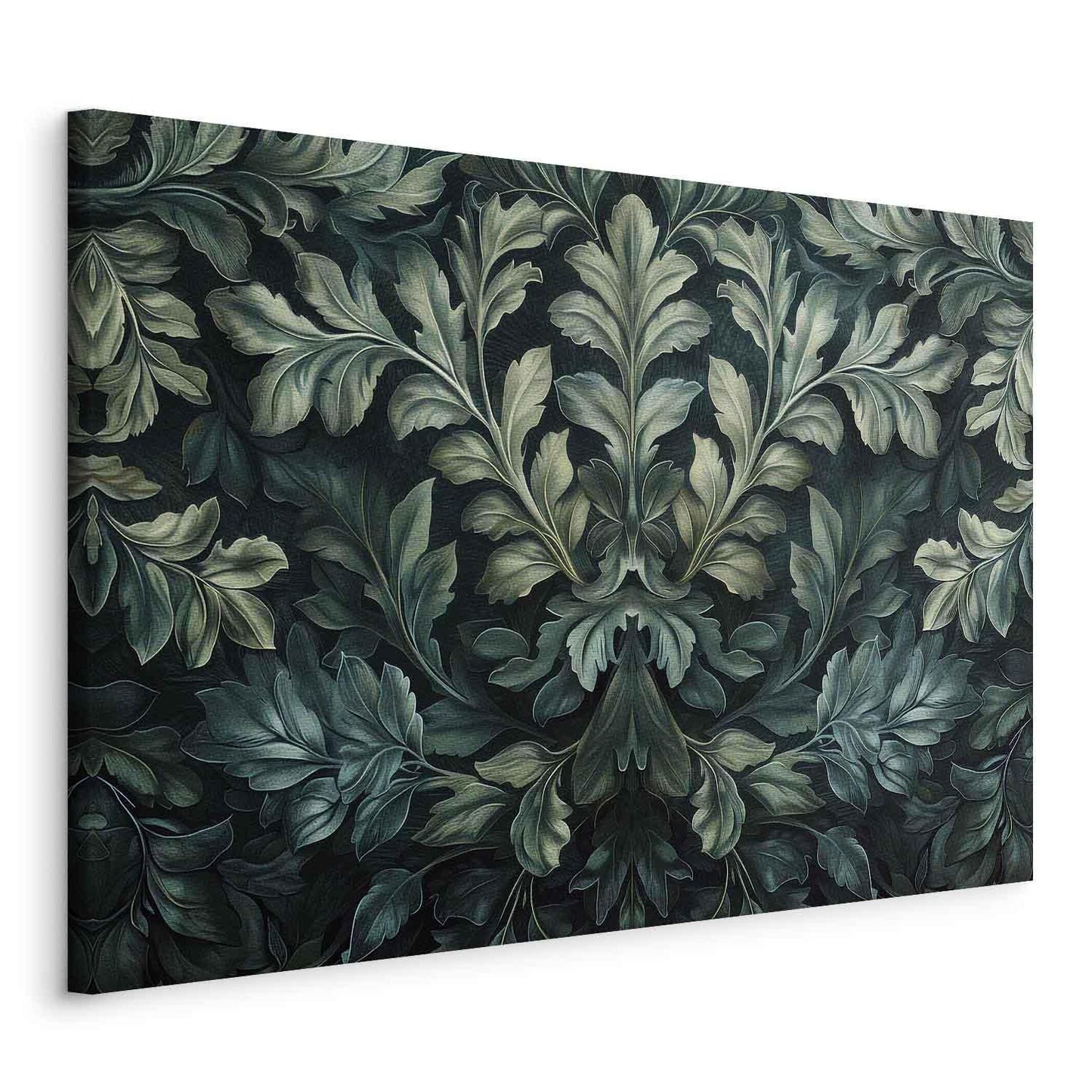 Leinwandbild - Dark Green Victorian Leaves: Botanical Carved Composition Artgeist