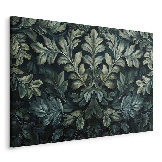 Leinwandbild - Dark Green Victorian Leaves: Botanical Carved Composition Artgeist