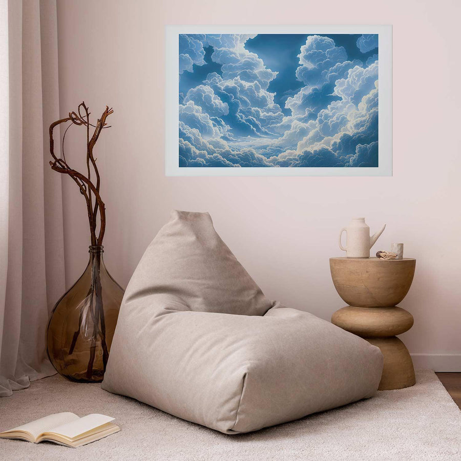 Poster - Blue Sky Breaking Through White, Fluffy Clouds Artgeist