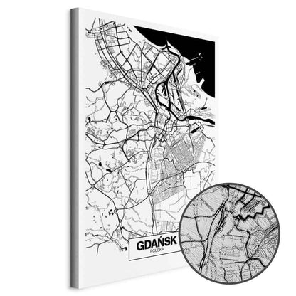 Leinwandbild - City Plan: Gdansk (1 Part) Vertical