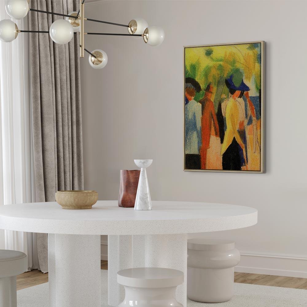 Leinwandbild - August Macke – Walker under trees (Walker in the park)