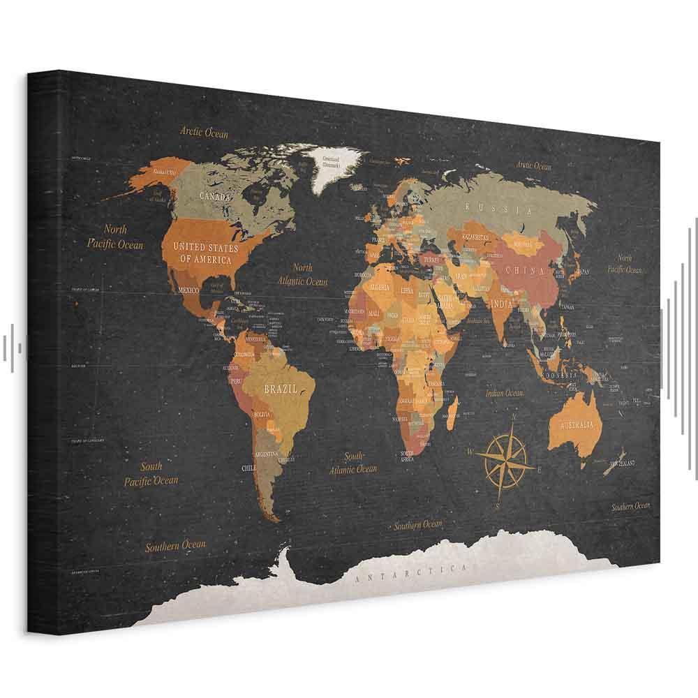 Leinwandbild - World Map: Secrets of the Earth