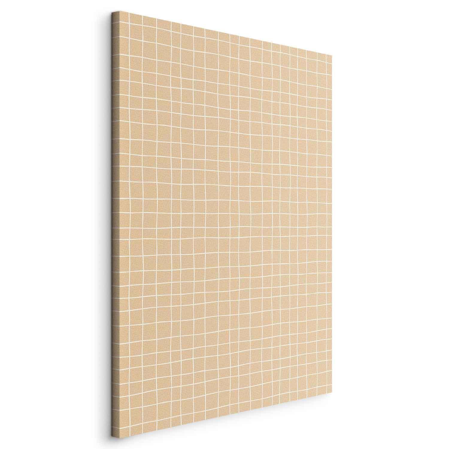 Leinwandbild - Waving Lines - Creamy Grid on a Noisy Pastel Background Artgeist
