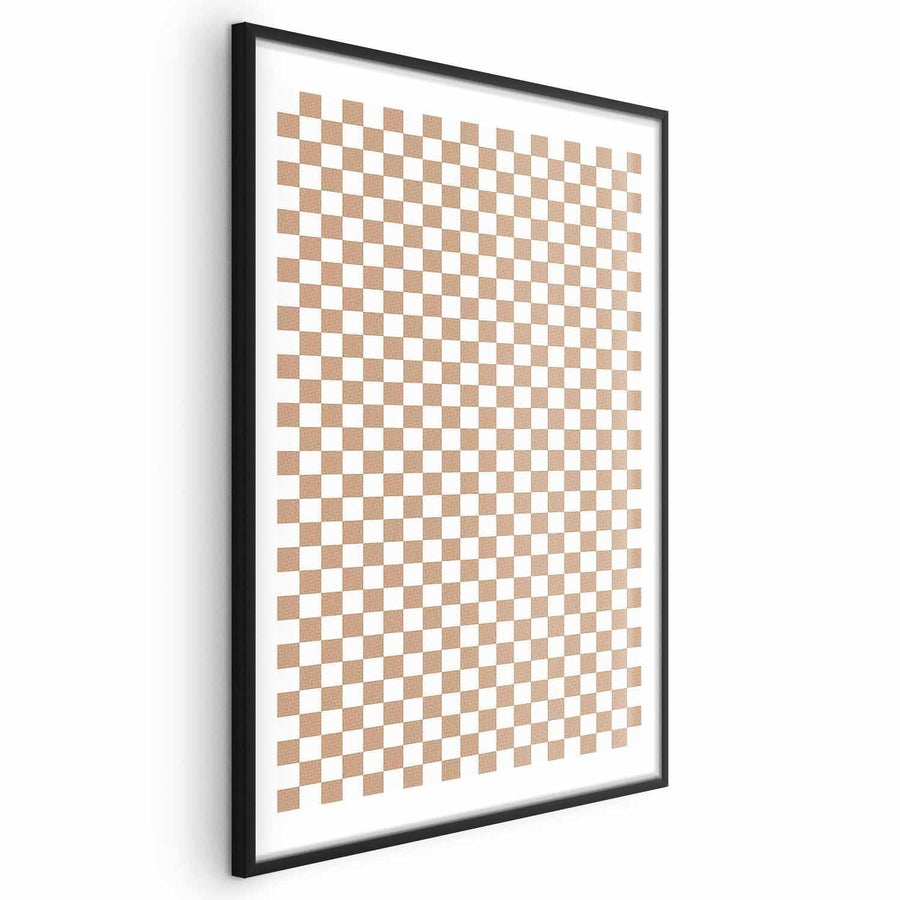 Poster - Geometry and Browns - a chessboard pattern in neutral shades Artgeist