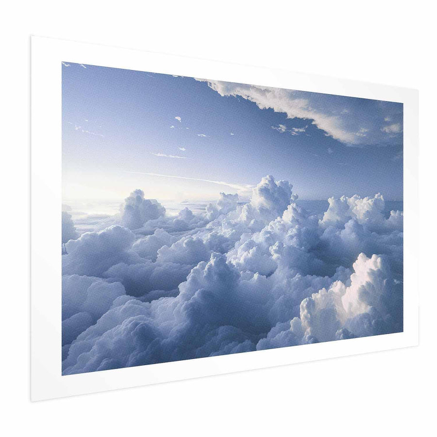 Poster - Aerial Landscapes: Sunbeams Illuminating Puffy Cloud Formations Artgeist
