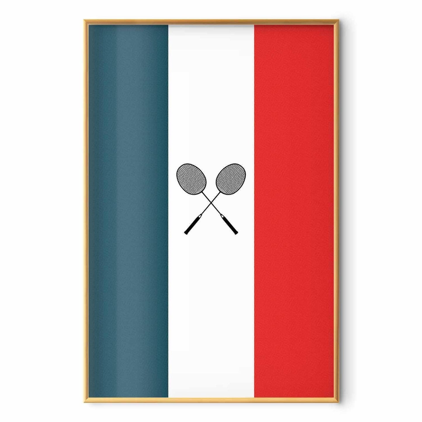 Poster - French Flags and Black Badminton Rackets